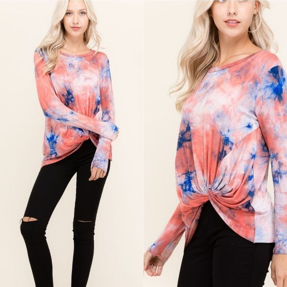 lovely_rosetta Tops - Tie Dye Top With Front Twist
